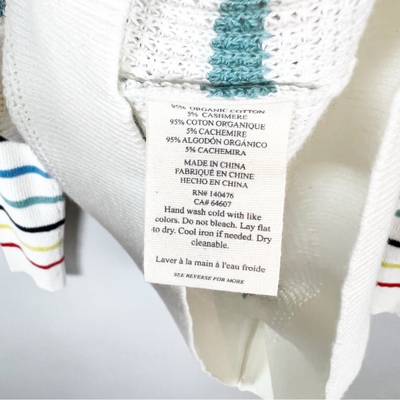 Faherty Throwback Crew Striped Sweater Organic Cotton Cashmere Waffle Knit Small - Picture 6 of 8